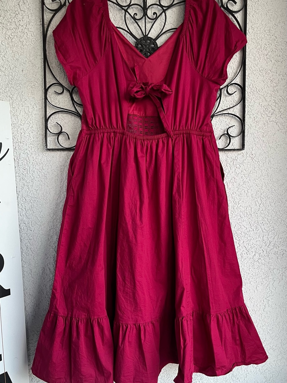 torrid poplin sheer waist Tie-Back Midi Dress - Picture 7 of 11